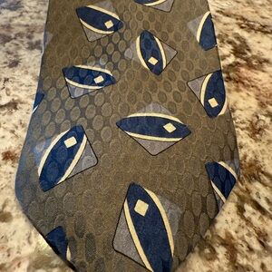 Oscar de la Renta Gray and Blue Geometric silk Tie